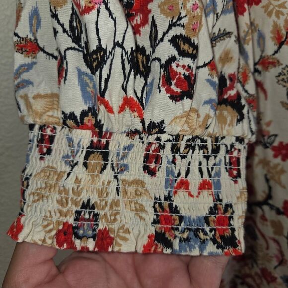 Loft Floral Mock Neck Boho Blouse Top Size Medium - Picture 4 of 8